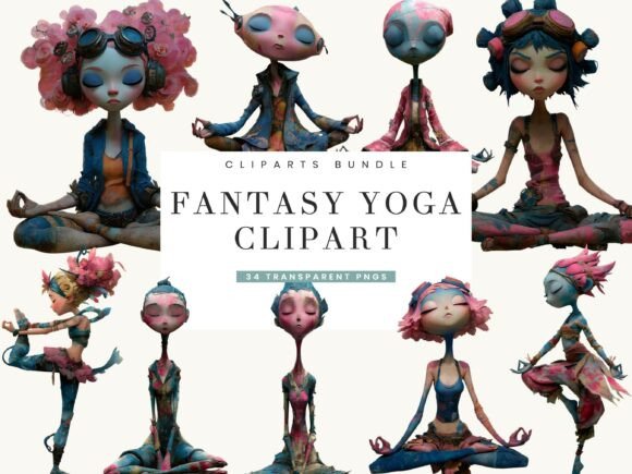 Download Fantasy Yoga Clipart Bundle - Yoga clipart Collection