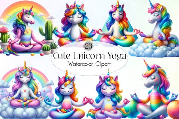 Download Watercolor Cute Unicorn Yoga Clipart Bun - Yoga clipart Collection