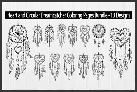 Download Heart and Circular Dreamcatcher Coloring - Circular Collection