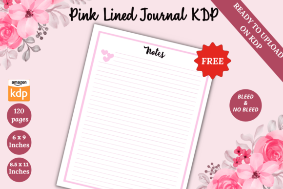 Download FREE Pink Lined Journal KDP Interior - Kdp Collection