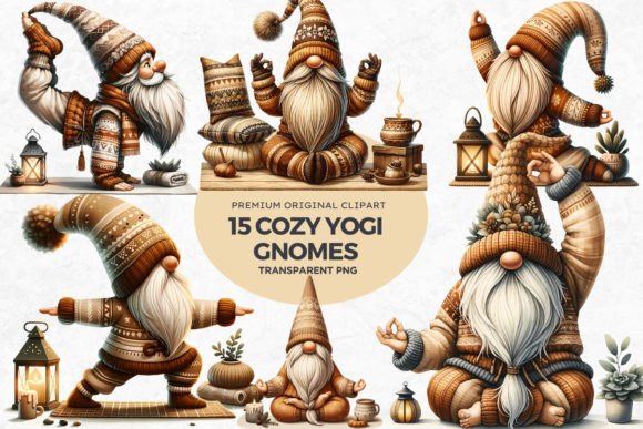 Download Cozy Gnomes Doing Yoga Clipart - Yoga clipart Collection