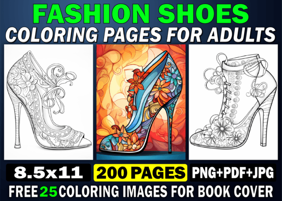 Download 200 Fashion Shoes Coloring Pages for KDP - Kdp Collection