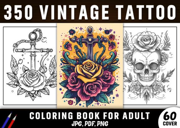 Download 350+ Vintage Tattoo Coloring Pages - KDP - Kdp Collection