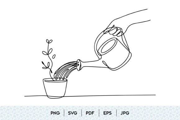 Download Watering Plant One Line SVG - Premium Resources
