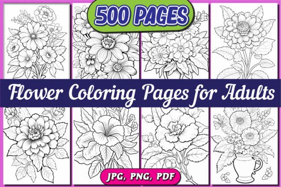 Download 500+ Flowers Adult Coloring Book for-KDP - Kdp Collection