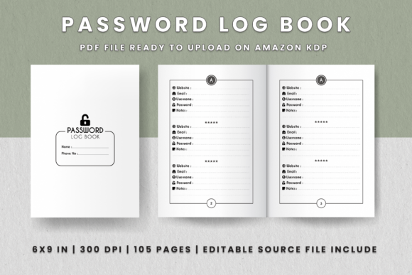 Download Password Log Book KDP Interior - Kdp Collection