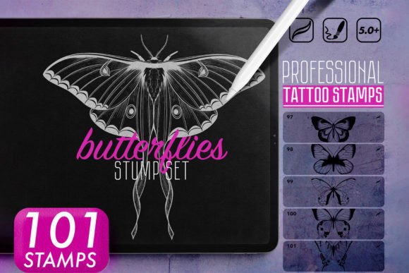 Download Butterflies Procreate Tattoo Stamps - Tattoo Collection
